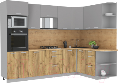 Готовая кухня Интерлиния Мила Лайт 1.68x2.8 правая - фото