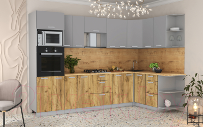 Готовая кухня Интерлиния Мила Лайт 1.68x3.0 правая