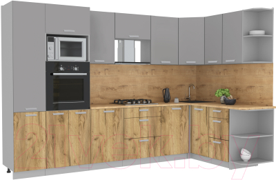 Готовая кухня Интерлиния Мила Лайт 1.68x3.2 правая - фото