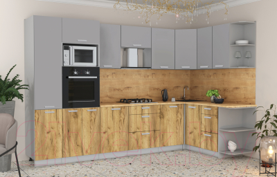 Готовая кухня Интерлиния Мила Лайт 1.68x3.2 правая