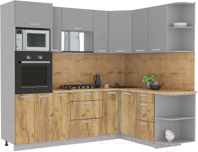 Готовая кухня Интерлиния Мила Лайт 1.68x2.4 правая - фото