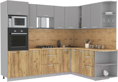 Готовая кухня Интерлиния Мила Лайт 1.88x2.6 правая - фото