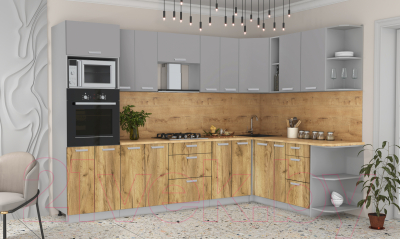 Готовая кухня Интерлиния Мила Лайт 1.88x3.0 правая