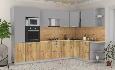 Готовая кухня Интерлиния Мила Лайт 1.88x3.2 правая