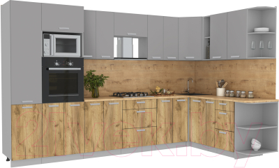 Готовая кухня Интерлиния Мила Лайт 1.88x3.4 правая - фото