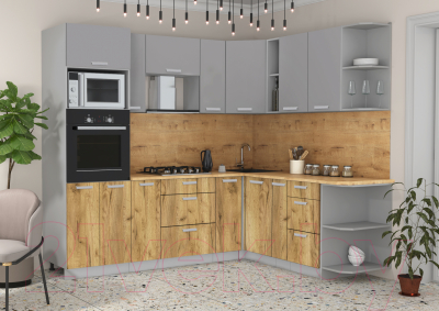 Готовая кухня Интерлиния Мила Лайт 1.88x2.4 правая