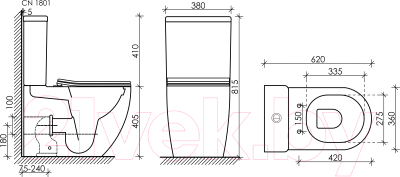 Унитаз напольный Ceramica Nova Rimless Mia CN1801 (с сиденьем и крышкой, дюропласт)