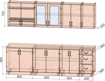 Готовая кухня Интерлиния Мила Крафт 2.6 А