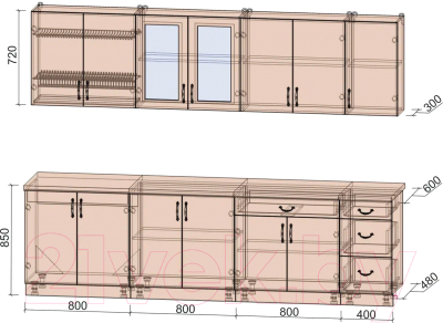 Готовая кухня Интерлиния Мила Крафт 2.8 Б