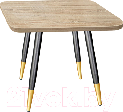 Обеденный стол Sheffilton SHT-ТU14/60/60 ЛДСП (черный муар/золото/дуб сонома) - фото