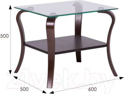 Журнальный столик Мебелик Шарм (стекло/орех)