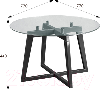Журнальный столик Мебелик Рилле 445 (серый графит/стекло прозрачное круг)