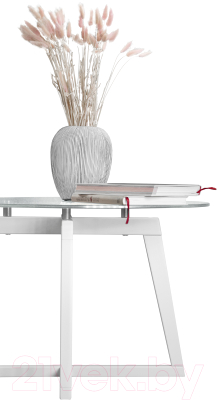 Журнальный столик Мебелик Рилле 445 (белый/стекло прозрачное круг)