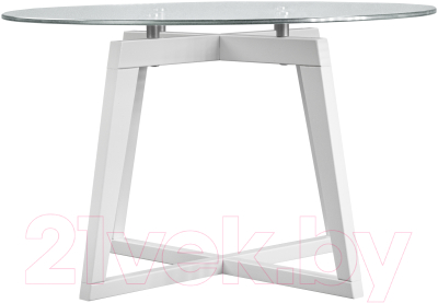 Журнальный столик Мебелик Рилле 445 (белый/стекло прозрачное круг)