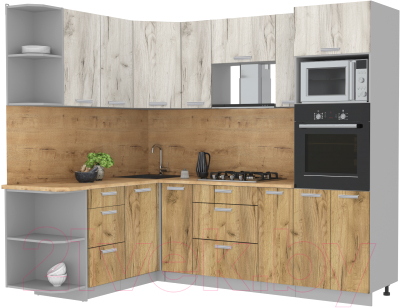 Готовая кухня Интерлиния Мила Лайт 1.68x2.4 левая - фото
