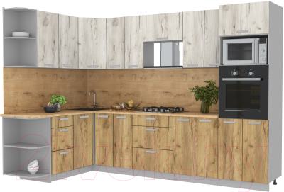 Готовая кухня Интерлиния Мила Лайт 1.68x3.0 левая - фото