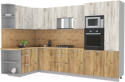 Готовая кухня Интерлиния Мила Лайт 1.68x3.2 левая - фото