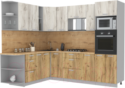 Готовая кухня Интерлиния Мила Лайт 1.88x2.6 левая - фото