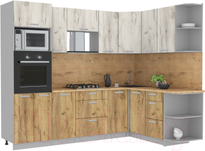 Готовая кухня Интерлиния Мила Лайт 1.68x2.6 правая - фото