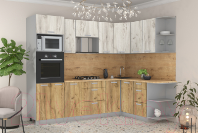 Готовая кухня Интерлиния Мила Лайт 1.68x2.6 правая