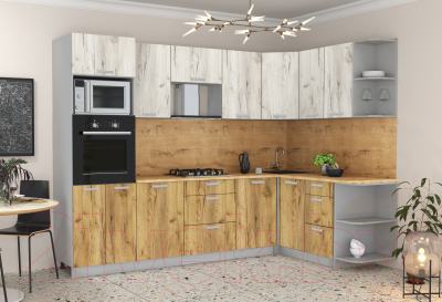 Готовая кухня Интерлиния Мила Лайт 1.68x2.8 правая