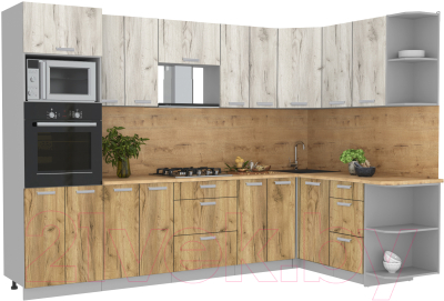 Готовая кухня Интерлиния Мила Лайт 1.68x3.0 правая  - фото