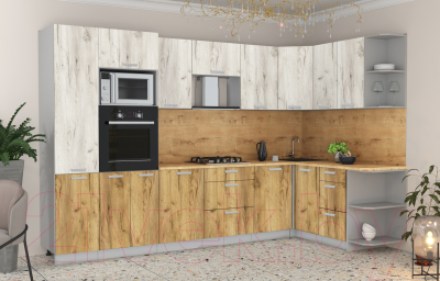 Готовая кухня Интерлиния Мила Лайт 1.68x3.2 правая