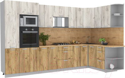 Готовая кухня Интерлиния Мила Лайт 1.68x3.4 правая - фото