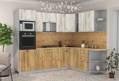 Готовая кухня Интерлиния Мила Лайт 1.88x2.6 правая