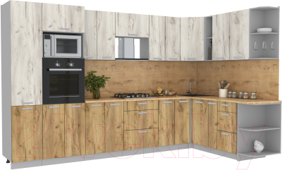 Готовая кухня Интерлиния Мила Лайт 1.88x3.4 правая - фото