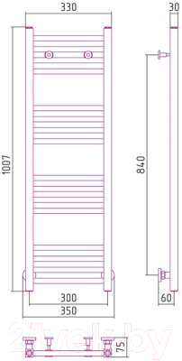 Полотенцесушитель водяной Сунержа Модус 100x30 / 00-0250-1030