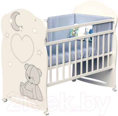 Детская кроватка VDK Bear And Moon колесо-качалка - фото