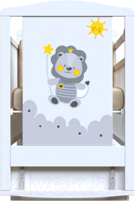 Детская кроватка VDK Happy Lion колесо-качалка с ящиком