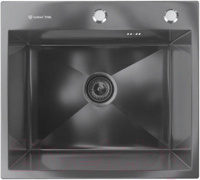 Мойка кухонная Ulgran Steel 50x45 (черная брашированная сталь) - фото