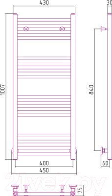 Полотенцесушитель водяной Сунержа Модус 100x40 / 00-0250-1040