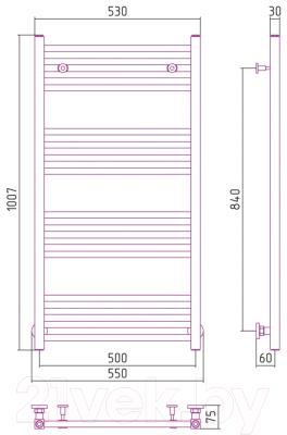 Полотенцесушитель водяной Сунержа Модус 100x50 / 00-0250-1050