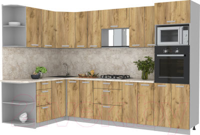 Готовая кухня Интерлиния Мила Лайт 1.68x3.0 левая - фото