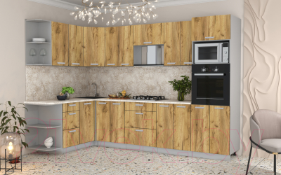 Готовая кухня Интерлиния Мила Лайт 1.68x3.0 левая