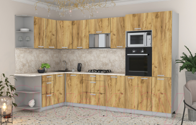 Готовая кухня Интерлиния Мила Лайт 1.68x3.2 левая