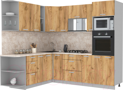 Готовая кухня Интерлиния Мила Лайт 1.88x2.4 левая - фото