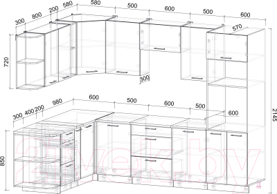Готовая кухня Интерлиния Мила Лайт 1.88x2.8 левая