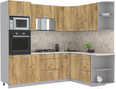 Готовая кухня Интерлиния Мила Лайт 1.68x2.4 правая - фото