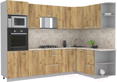 Готовая кухня Интерлиния Мила Лайт 1.68x2.8 правая - фото