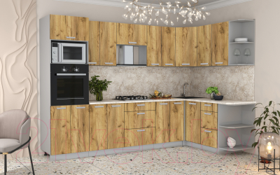 Готовая кухня Интерлиния Мила Лайт 1.68x3.0 правая