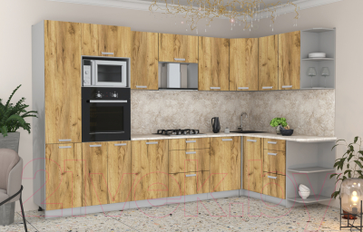 Готовая кухня Интерлиния Мила Лайт 1.68x3.2 правая