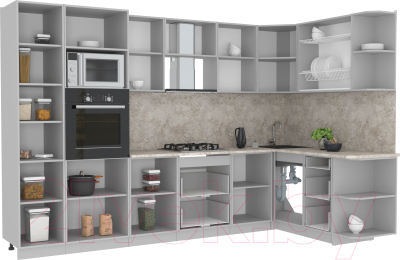 Готовая кухня Интерлиния Мила Лайт 1.68x3.2 правая