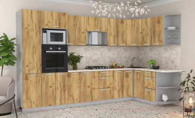 Готовая кухня Интерлиния Мила Лайт 1.68x3.4 правая