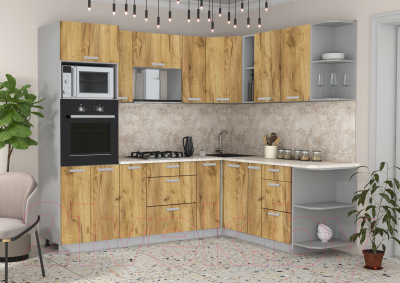 Готовая кухня Интерлиния Мила Лайт 1.88x2.4 правая