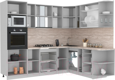 Готовая кухня Интерлиния Мила Лайт 1.88x2.6 правая