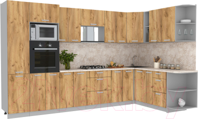 Готовая кухня Интерлиния Мила Лайт 1.88x3.4 правая - фото